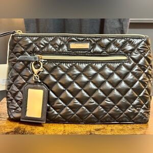 trina turk Black Quilted Puffer cosmetic bag NWT